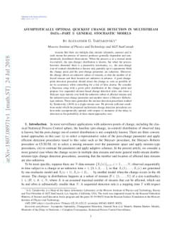 Asymptotically Optimal Quickest Change Detection In Multistream Data -
  Part 1: General Stochastic Models