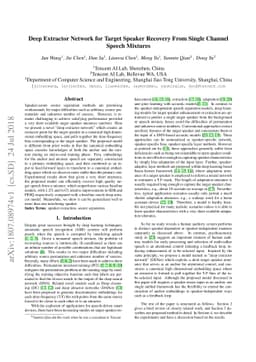 Deep Extractor Network for Target Speaker Recovery From Single Channel
  Speech Mixtures