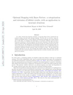 Optional Stopping with Bayes Factors: a categorization and extension of
  folklore results, with an application to invariant situations