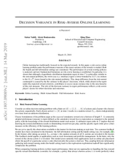 Decision Variance in Online Learning