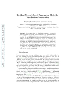 Residual Network based Aggregation Model for Skin Lesion Classification