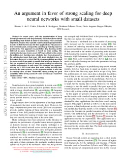An argument in favor of strong scaling for deep neural networks with
  small datasets