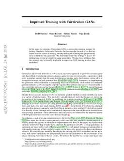 Improved Training with Curriculum GANs