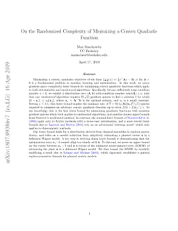 On the Randomized Complexity of Minimizing a Convex Quadratic Function