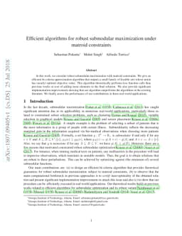 Efficient algorithms for robust submodular maximization under matroid
  constraints