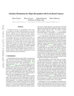 Attention Mechanisms for Object Recognition with Event-Based Cameras