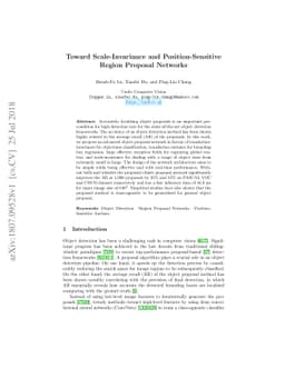 Toward Scale-Invariance and Position-Sensitive Region Proposal Networks