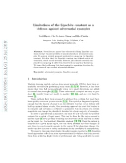 Limitations of the Lipschitz constant as a defense against adversarial
  examples