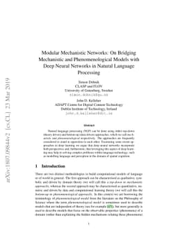 Modular Mechanistic Networks: On Bridging Mechanistic and
  Phenomenological Models with Deep Neural Networks in Natural Language
  Processing
