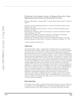 Predicting Acute Kidney Injury at Hospital Re-entry Using
  High-dimensional Electronic Health Record Data