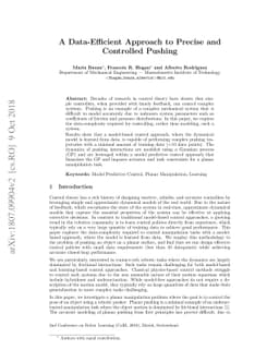 A Data-Efficient Approach to Precise and Controlled Pushing