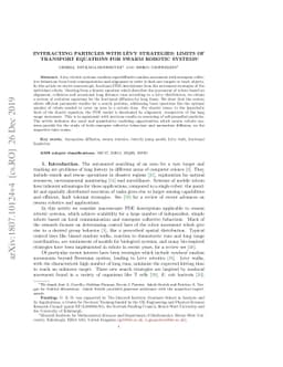 Interacting particles with Lévy strategies: limits of transport
  equations for swarm robotic systems