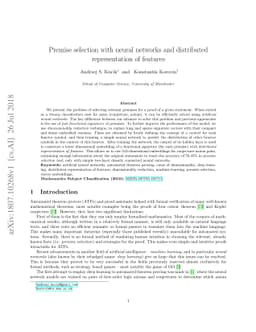 Premise selection with neural networks and distributed representation of
  features