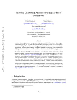 Selective Clustering Annotated using Modes of Projections