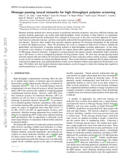 Message-passing neural networks for high-throughput polymer screening