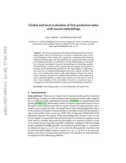 Global and local evaluation of link prediction tasks with neural
  embeddings