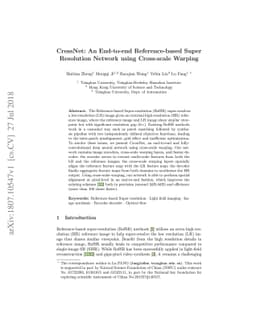 CrossNet: An End-to-end Reference-based Super Resolution Network using
  Cross-scale Warping