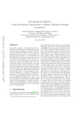 The Helmholtz Method: Using Perceptual Compression to Reduce Machine
  Learning Complexity