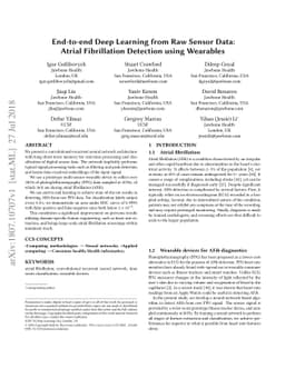 End-to-end Deep Learning from Raw Sensor Data: Atrial Fibrillation
  Detection using Wearables