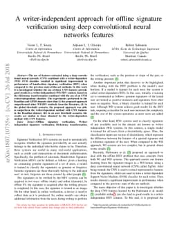 A writer-independent approach for offline signature verification using
  deep convolutional neural networks features