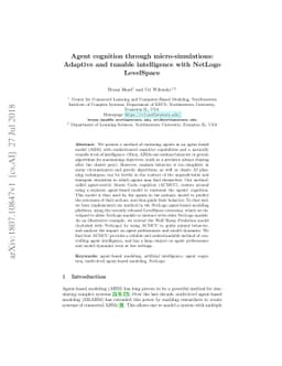 Agent cognition through micro-simulations: Adaptive and tunable
  intelligence with NetLogo LevelSpace