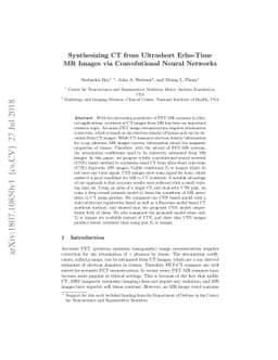 Synthesizing CT from Ultrashort Echo-Time MR Images via Convolutional
  Neural Networks