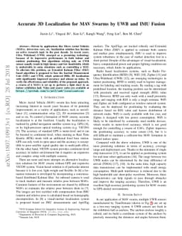 Accurate 3D Localization for MAV Swarms by UWB and IMU Fusion
