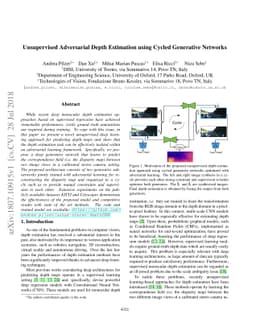 Unsupervised Adversarial Depth Estimation using Cycled Generative
  Networks