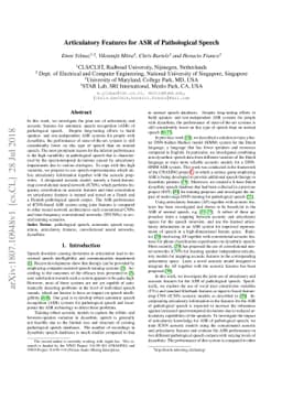 Articulatory Features for ASR of Pathological Speech
