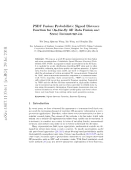 PSDF Fusion: Probabilistic Signed Distance Function for On-the-fly 3D
  Data Fusion and Scene Reconstruction