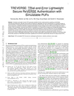 TREVERSE: Trial-and-Error Lightweight Secure Reverse Authentication with
  Simulatable PUFs