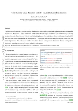 Convolutional Gated Recurrent Units for Medical Relation Classification