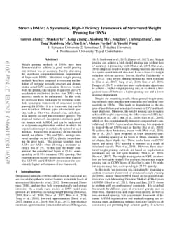 StructADMM: A Systematic, High-Efficiency Framework of Structured Weight
  Pruning for DNNs