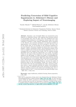 Predicting Conversion of Mild Cognitive Impairments to Alzheimer's
  Disease and Exploring Impact of Neuroimaging