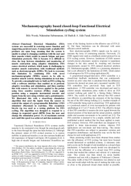Mechanomyography based closed-loop Functional Electrical Stimulation
  cycling system