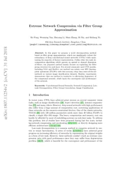 Extreme Network Compression via Filter Group Approximation