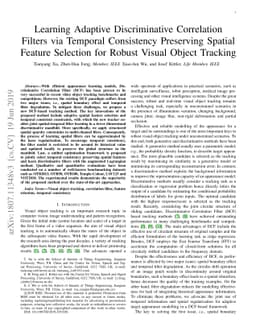 Learning Adaptive Discriminative Correlation Filters via Temporal
  Consistency Preserving Spatial Feature Selection for Robust Visual Tracking