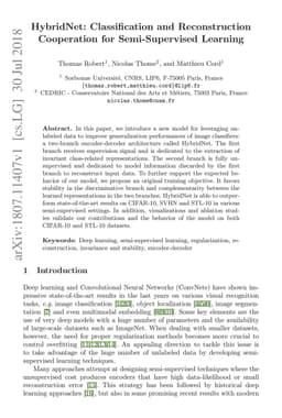 HybridNet: Classification and Reconstruction Cooperation for
  Semi-Supervised Learning
