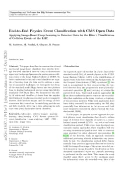 End-to-End Physics Event Classification with CMS Open Data: Applying
  Image-Based Deep Learning to Detector Data for the Direct Classification of
  Collision Events at the LHC