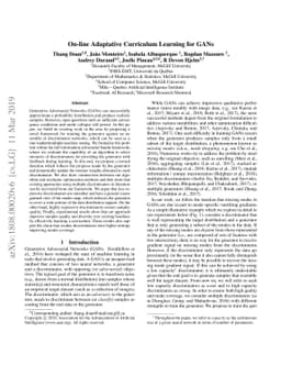 On-line Adaptative Curriculum Learning for GANs