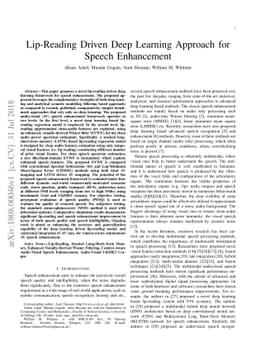 Lip-Reading Driven Deep Learning Approach for Speech Enhancement