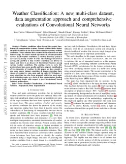 Weather Classification: A new multi-class dataset, data augmentation
  approach and comprehensive evaluations of Convolutional Neural Networks