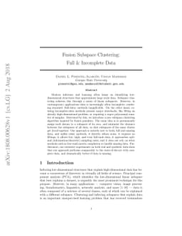 Fusion Subspace Clustering: Full and Incomplete Data