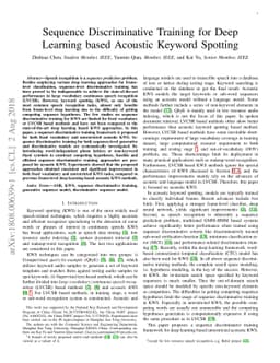 Sequence Discriminative Training for Deep Learning based Acoustic
  Keyword Spotting