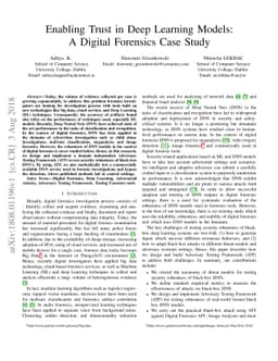 Enabling Trust in Deep Learning Models: A Digital Forensics Case Study
