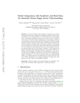 Model Adaptation with Synthetic and Real Data for Semantic Dense Foggy
  Scene Understanding