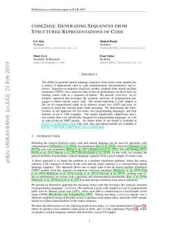 code2seq: Generating Sequences from Structured Representations of Code