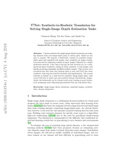 T2Net: Synthetic-to-Realistic Translation for Solving Single-Image Depth
  Estimation Tasks