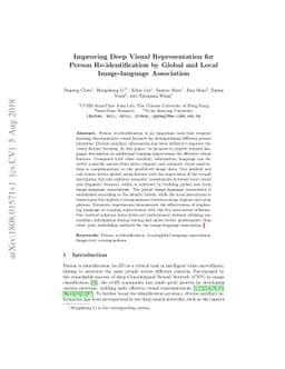 Improving Deep Visual Representation for Person Re-identification by
  Global and Local Image-language Association