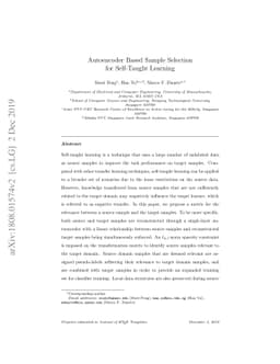 Autoencoder Based Sample Selection for Self-Taught Learning